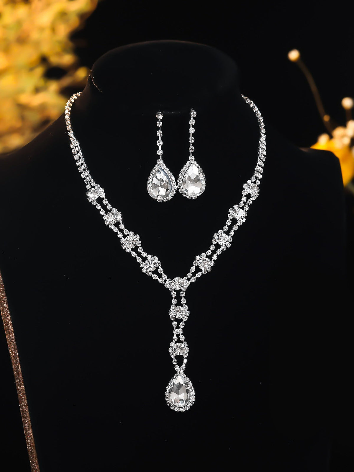 Super Beautiful Suite Rhinestone Shiny Ear Wedding Party Two-piece Dress Earrings