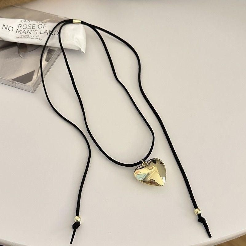 Women's American Fashion Pull Adjustable Heart-shaped Simple Personality Big Love Necklace