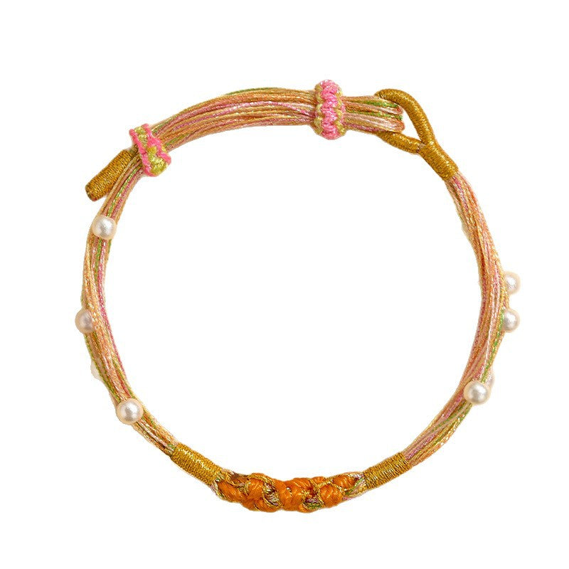 Women's & Men's Life Thread Magic Color Imitation Pearl Peach Blossom Knot Bracelet