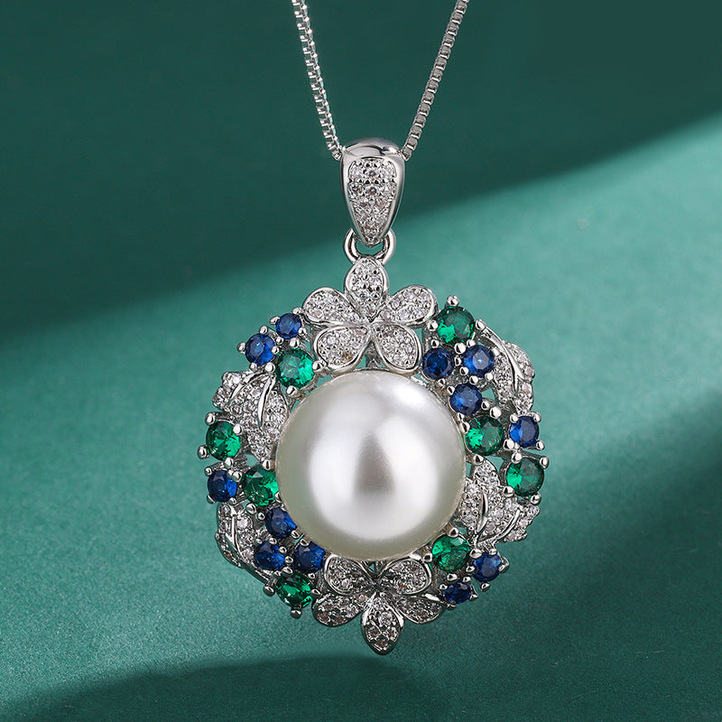 Emerald Sunflower Pearl Inlaid Advanced Shell Jewelry Set