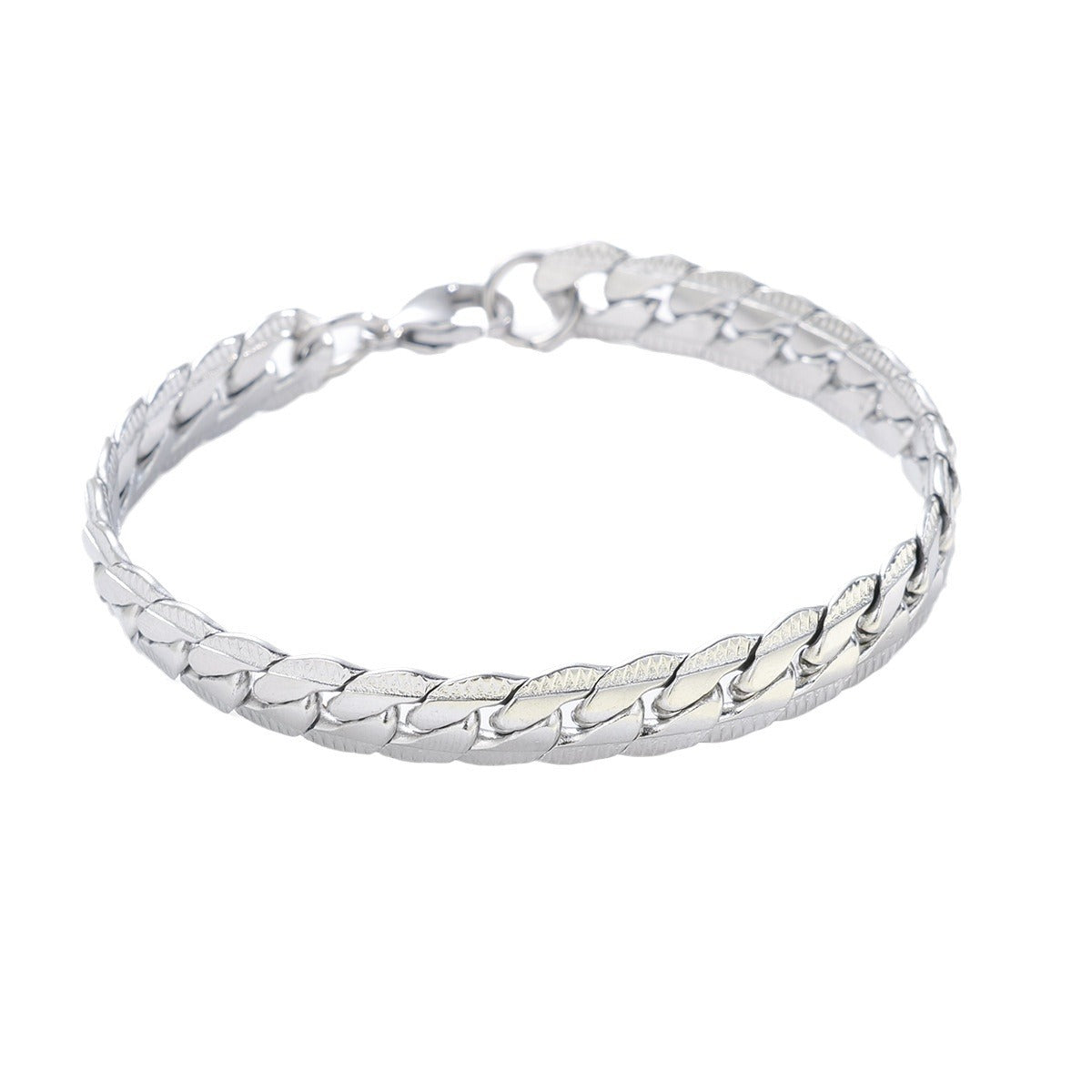 Men's Steel Six-sided Grinding Cuban Simple Personality Hipster Cool Bracelet