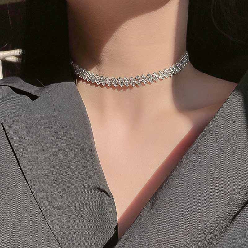 Simple Full Diamond Collar Personalized Clavicle Necklaces