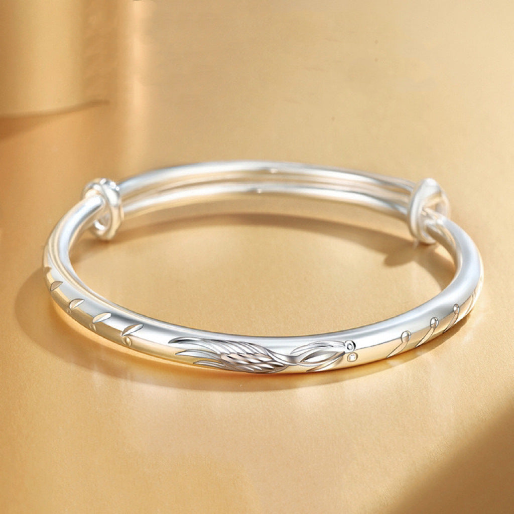 For Light Solid Polished Surface Carven Bracelet