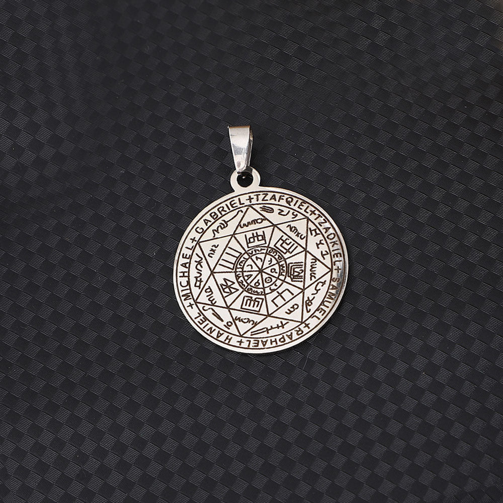 Titanium Steel Rune Seven Angel Seal Religious Scriptures Pendant