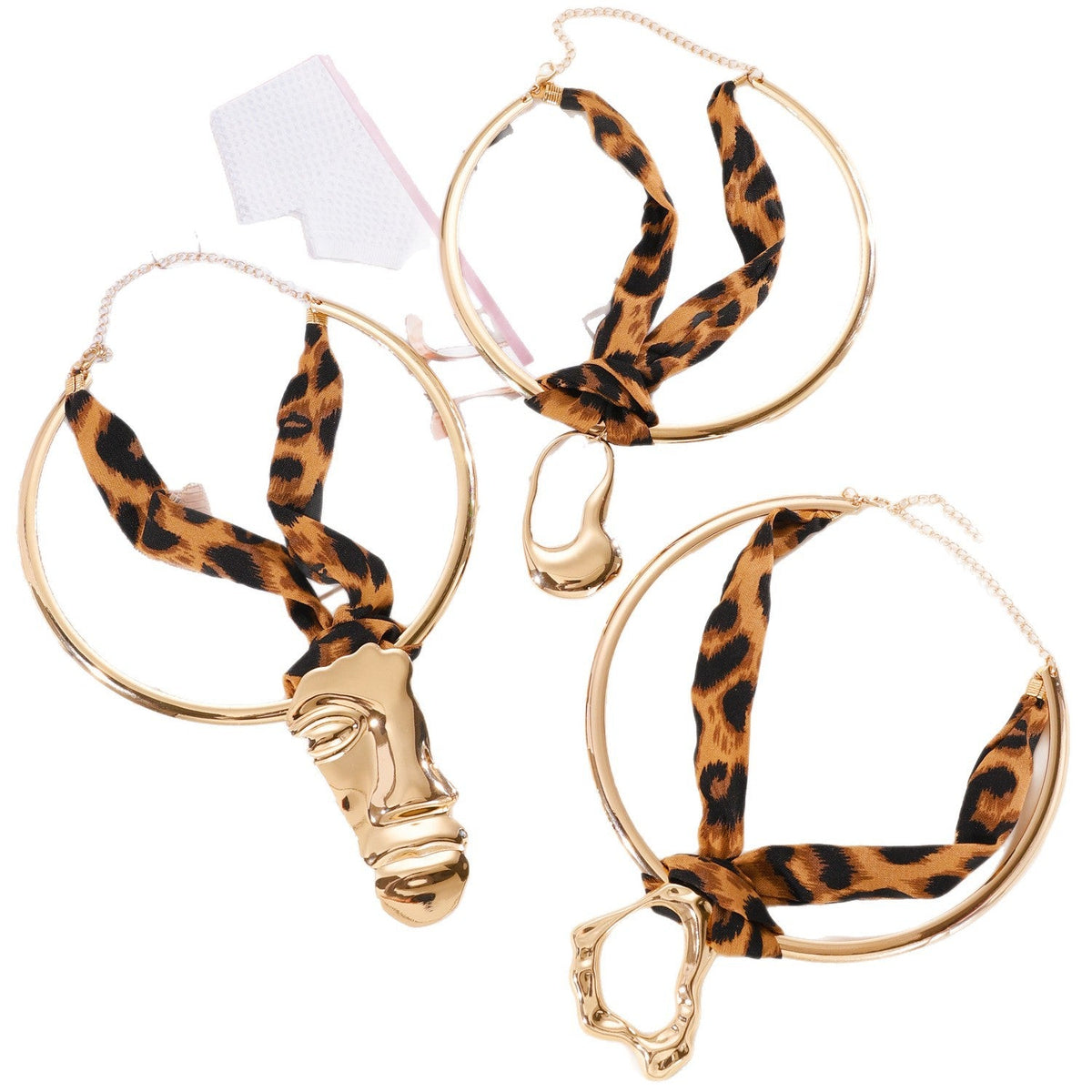 Women's Irregular Liquid Shaped Geometric Ear Leopard Ribbon Jewelry Set