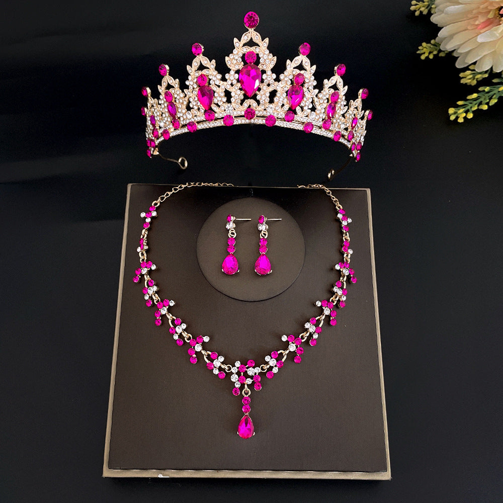 Bridal Headdress Crown Three-piece Wedding Rhinestone Rings