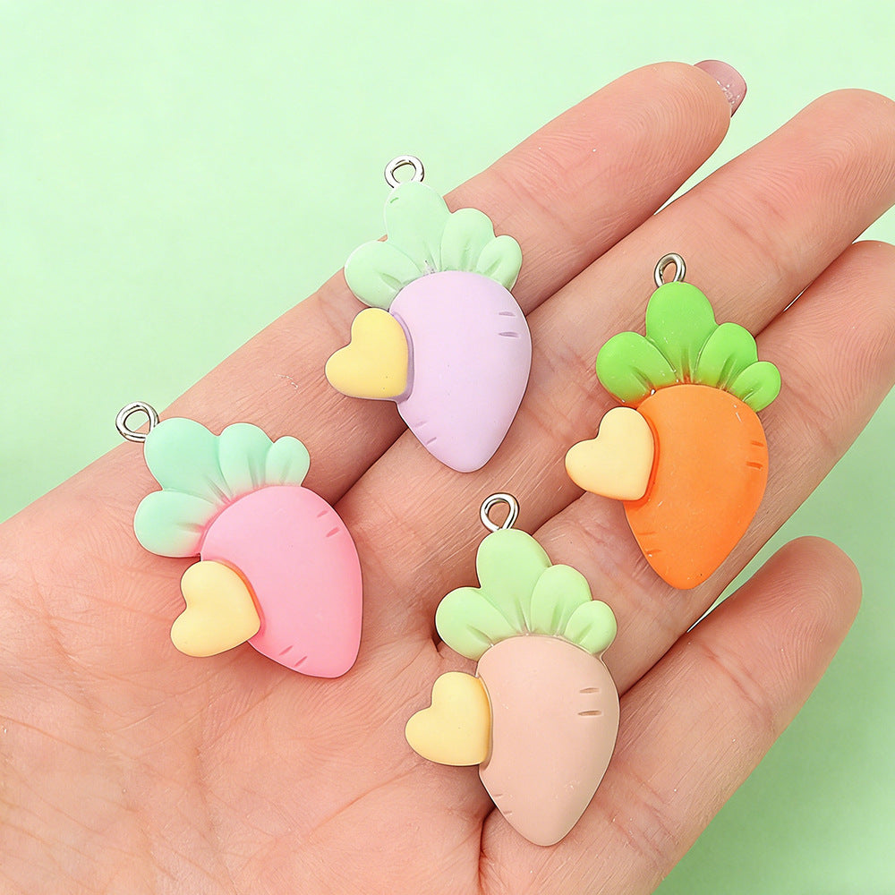 Mini Small Matching Carrot Barrettes Vegetable Resin Cute Earrings