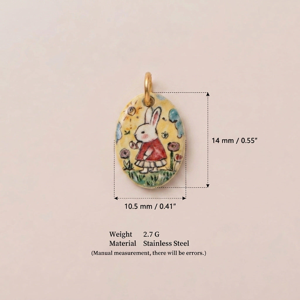Cartoon Rabbit Long Star Printing Series Gold Color Pendants