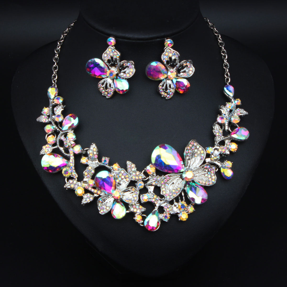 Jewel Flower Crystal Suite Banquet Dress Earrings