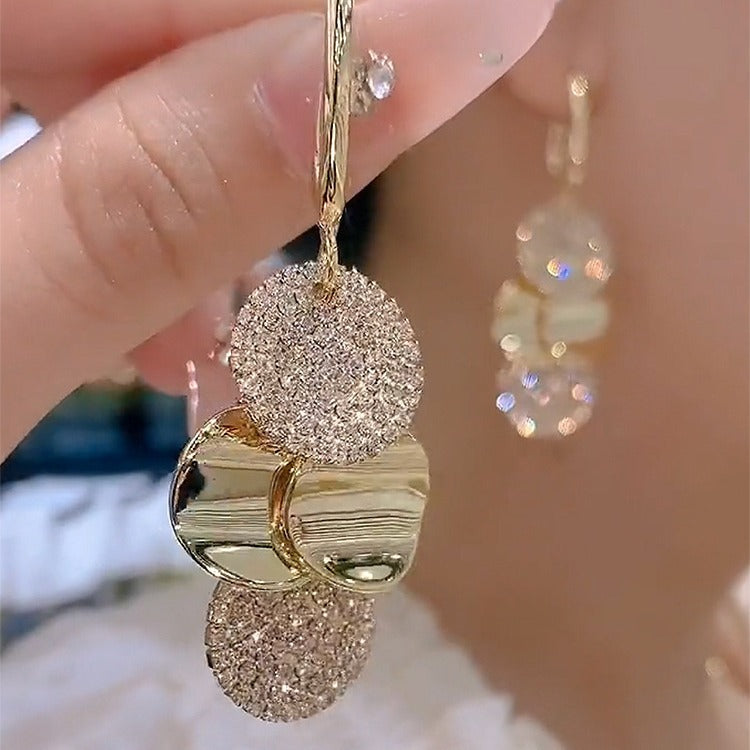 Women's Starry Sky Geometric Tassel Fashion High Sense French Metallic Earrings