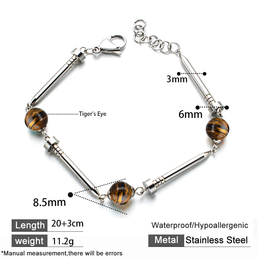 Wind Design Stainless Steel Nail With Natural Bracelet