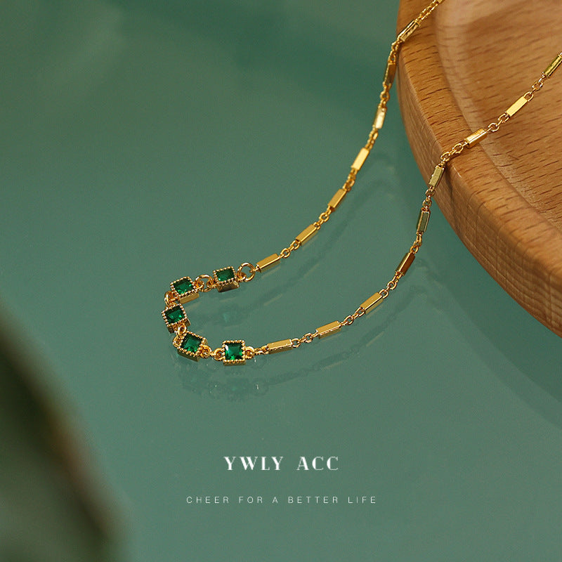 Women's Emerald Zircon Inlaid High-grade Light Luxury Elegant Necklace