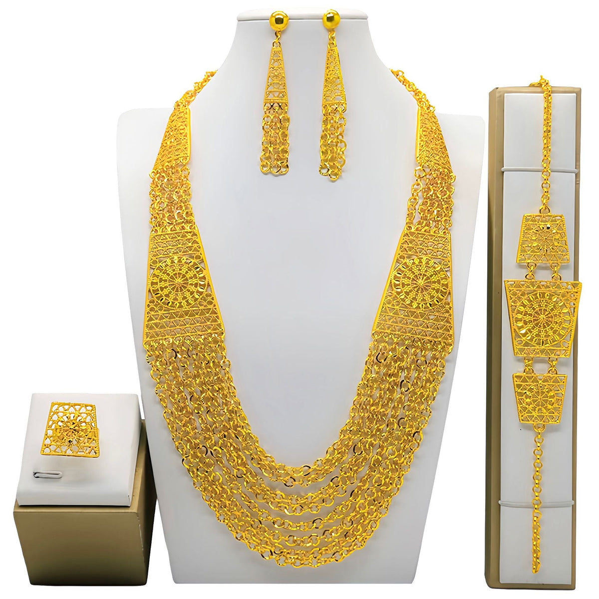 New Pretty Women's Gold-plated Bridal Indian Jewelry Set