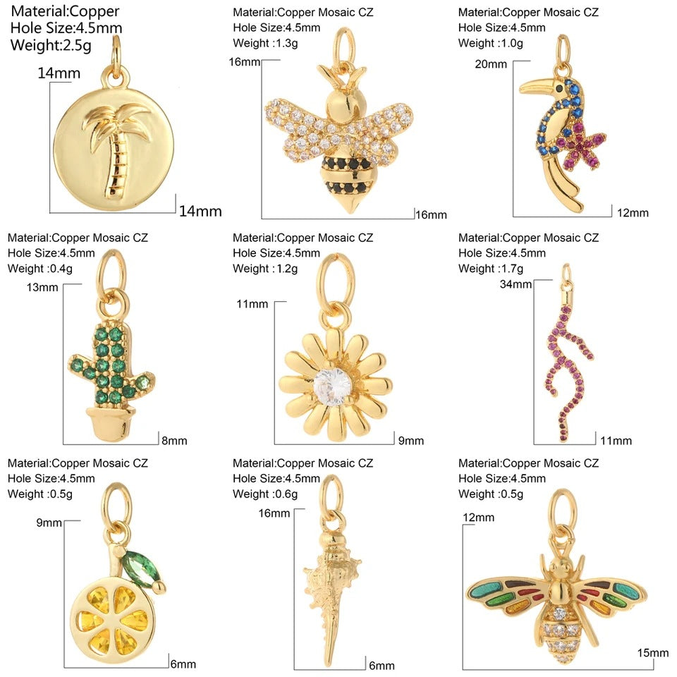 Cherry Bee Copper Animal Plant Golden Pendant