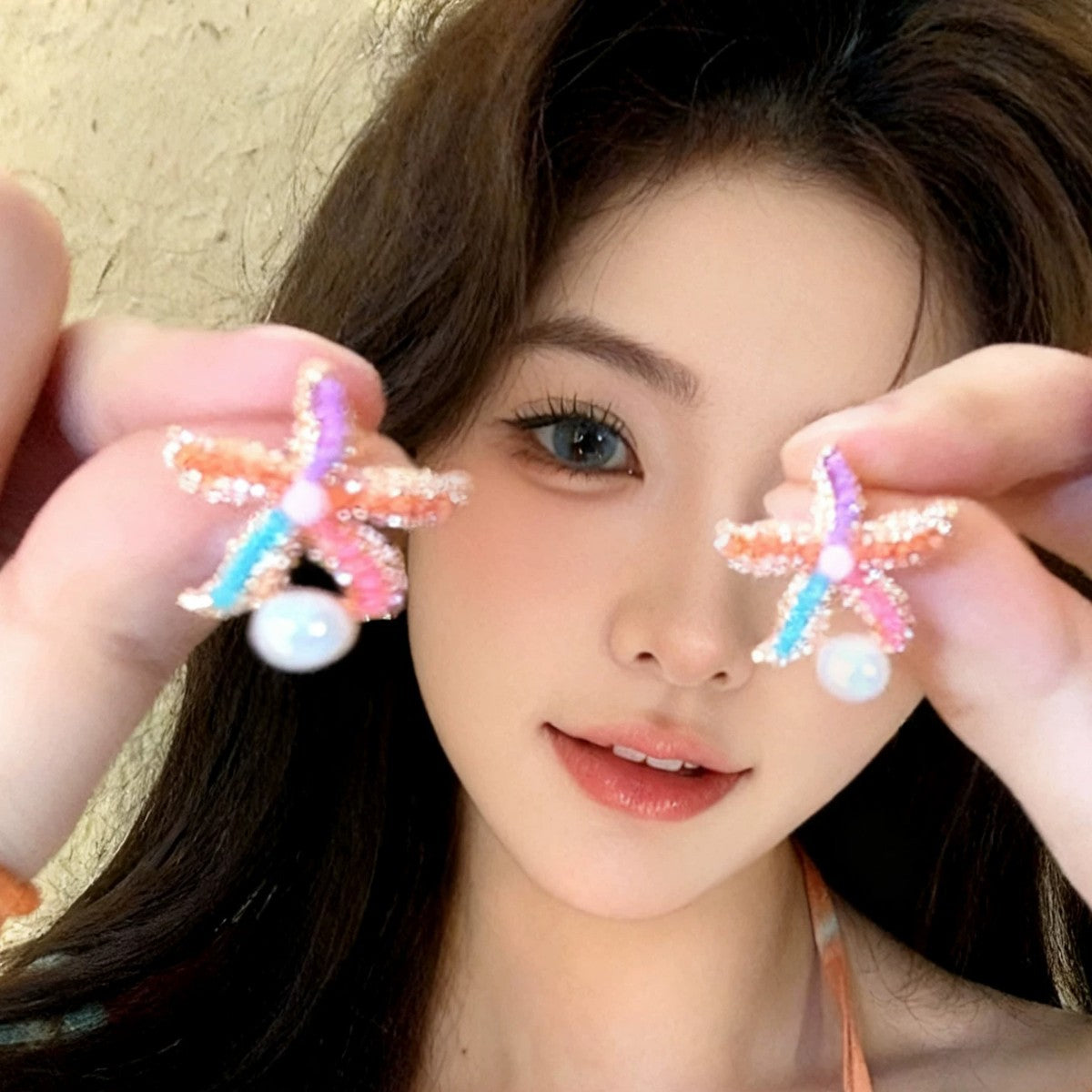Women's Colorful Starfish High-grade Seaside Holiday Sweet Niche Earrings