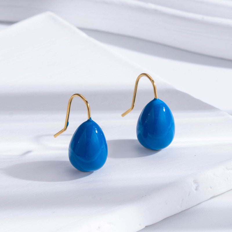 Temperament Candy Color Stainless Simple Exquisite Earrings