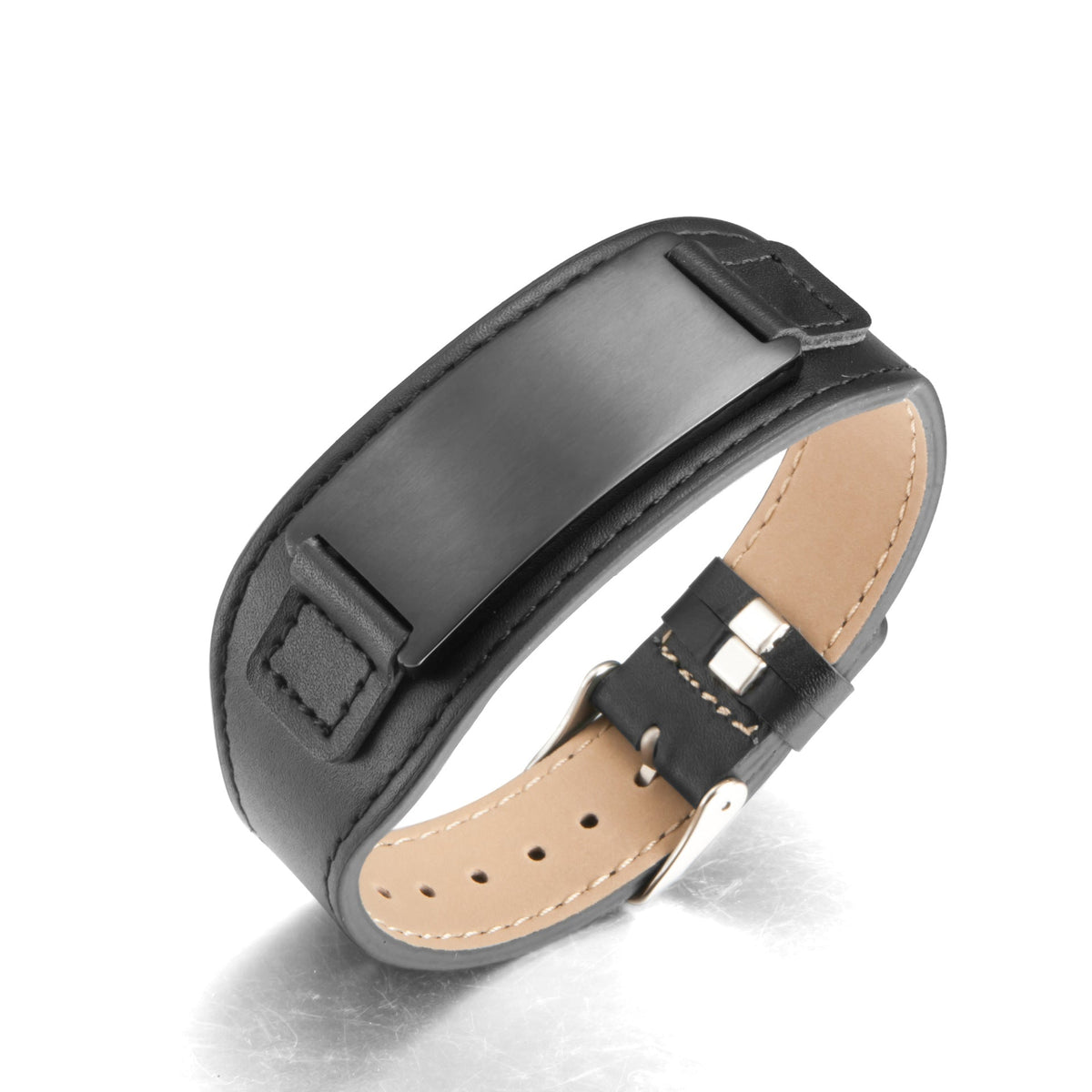 Men's Can Carve Writing Rectangular Steel Plate Bracelets