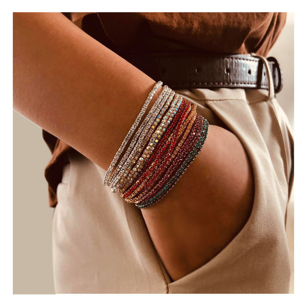 Row Stretch Thin Claw Chain Rhinestone Crystal Bracelets