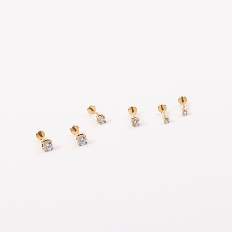 Zircon Elastic Need To Use Vice Adjustable Steel Stud Earrings