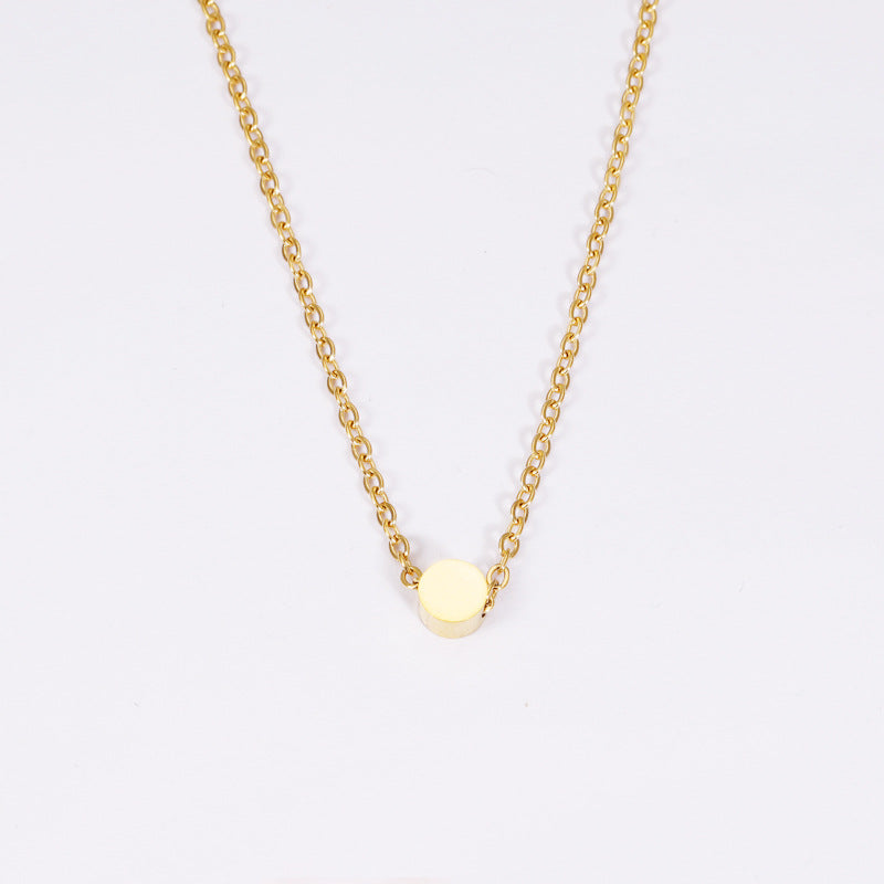 Women's Mirror Stainless Steel Small Beads Bean Simple Necklaces