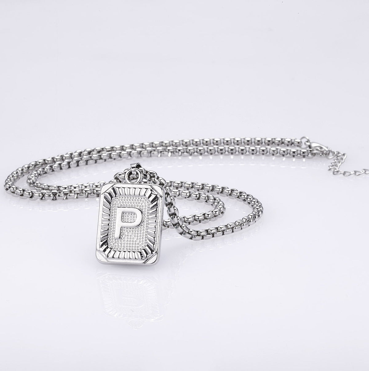 P Square Plate Clavicle Chain Neck Sier Pendants