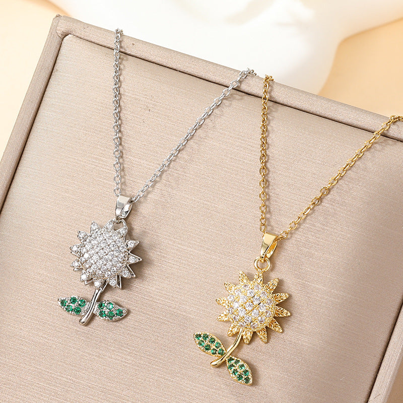Zircon Flower Minority Fashion Design Temperament Necklace