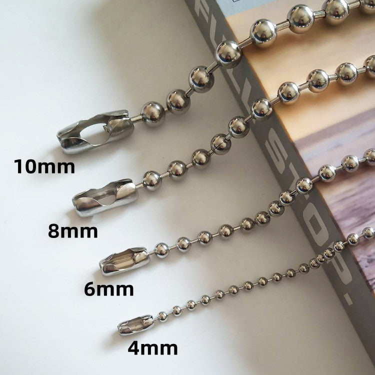 Women's & Men's Round Beads Titanium Steel Hip Hop Necklaces