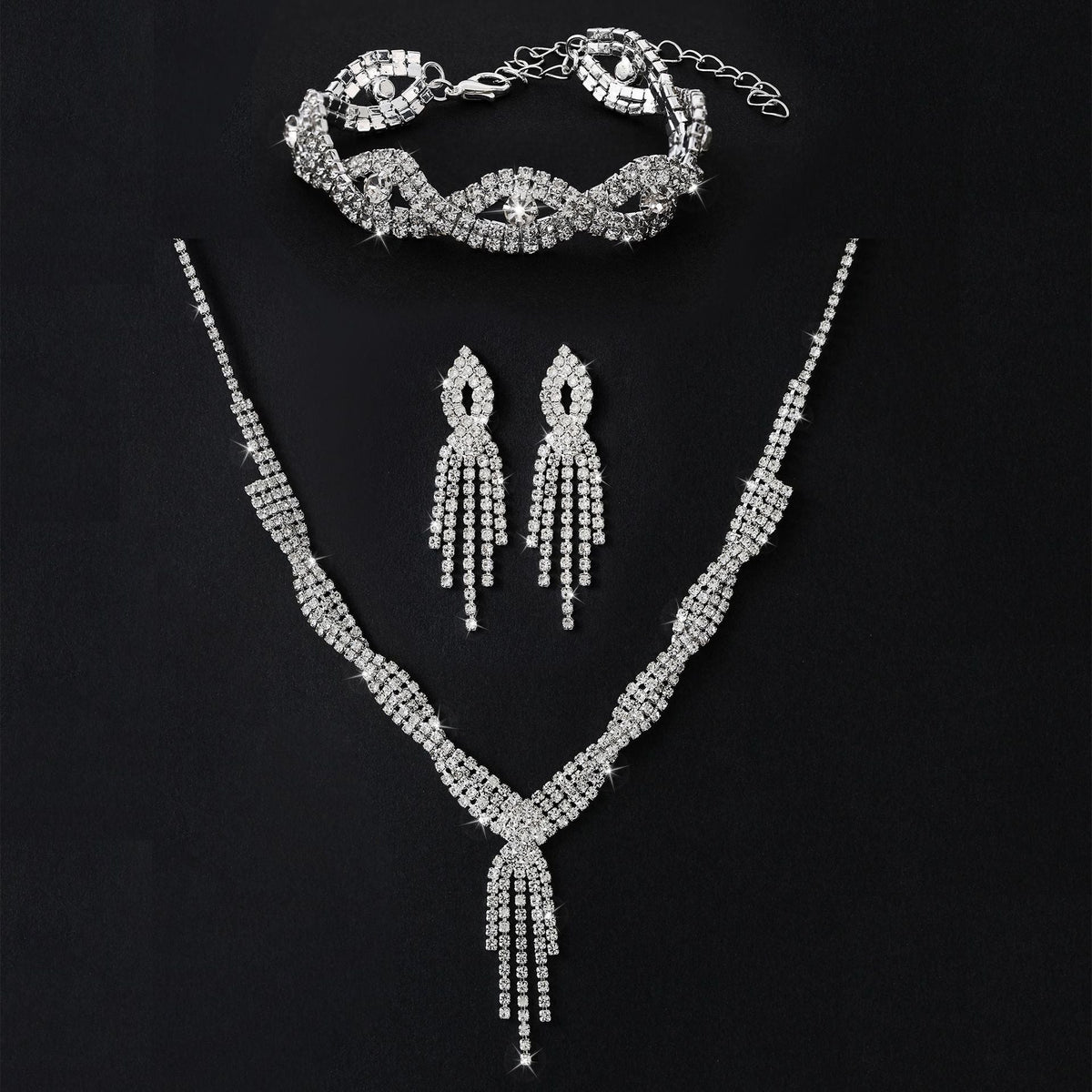 Fashion Tassel Female Three-piece Suit Bridal Jewelry Set