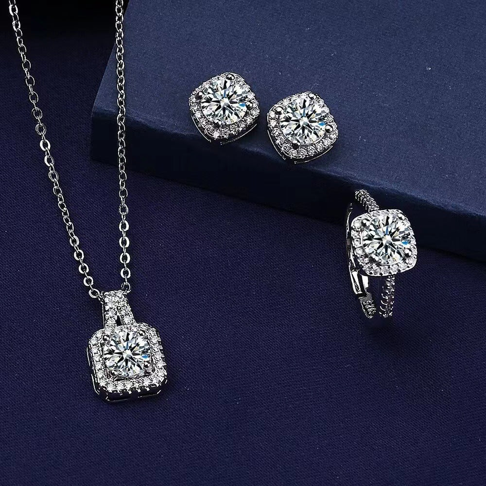 Flash Moissanite Affordable Luxury Style Square Diamond Live Earrings