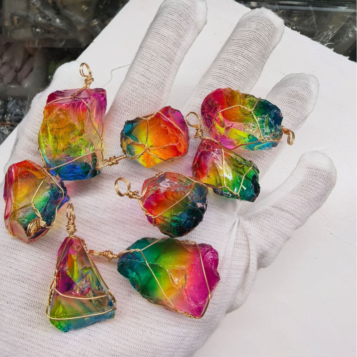 Color Natural Raw Gemstone Winding Crystal Pendants