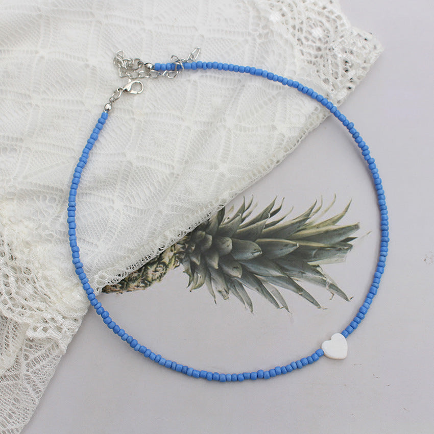 Heart Beads Stringed Color Clavicle Chain Necklace