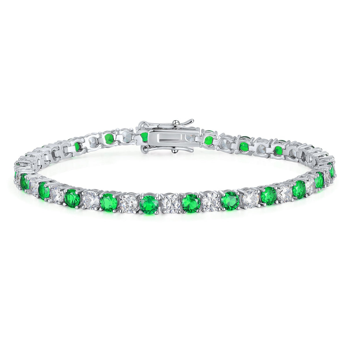 Round Gold Zircon Green Horoscope Buckle Tennis Copper Bracelets