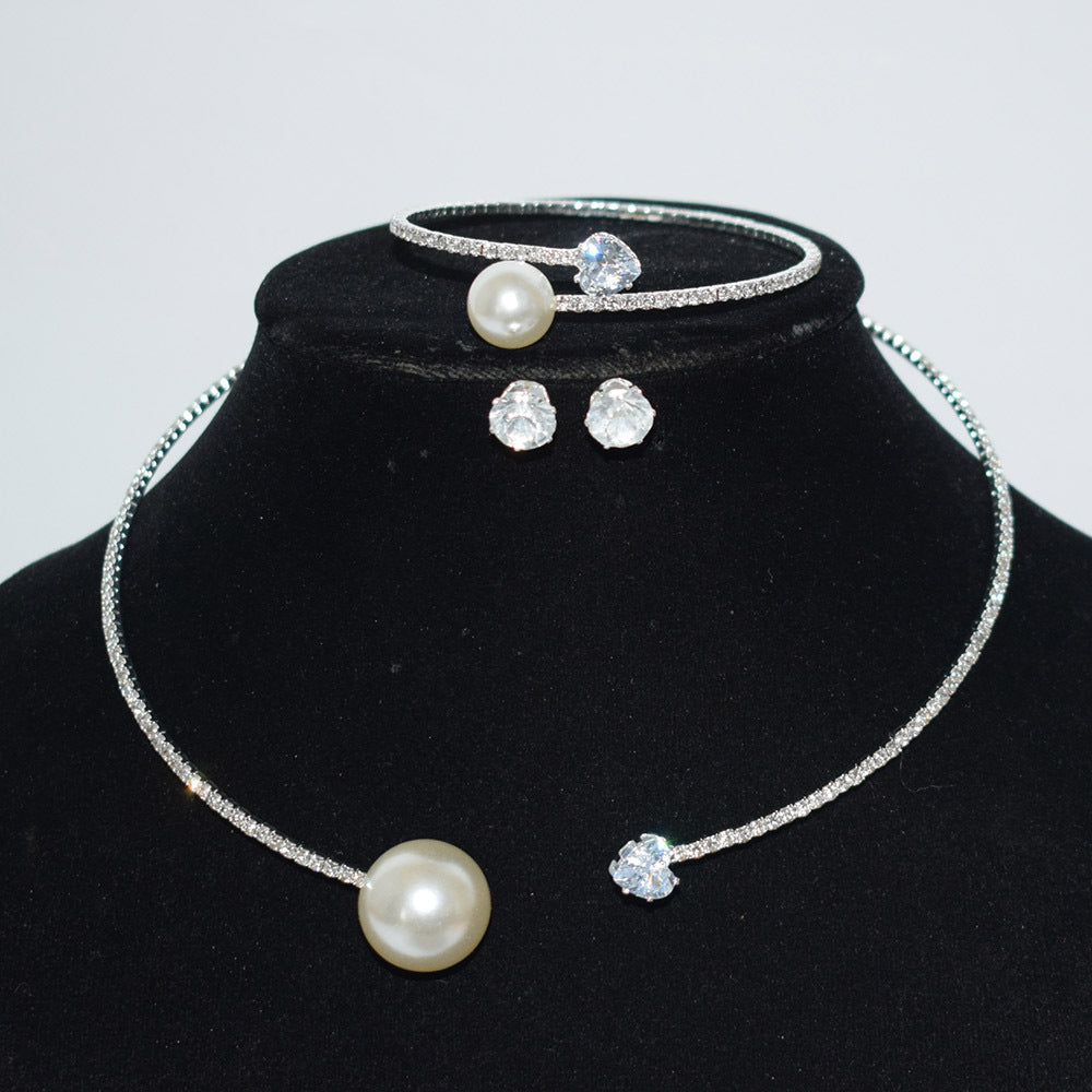 Popular Beam Neck Element Full Diamond Jewelry Set