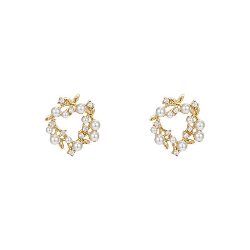 Style Flower Pearl Female Personality Simple Trendy Summer Mori Earrings