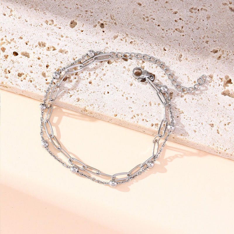 Women's Imitation Pearl Chain Metal Square For Simplicity Bracelets