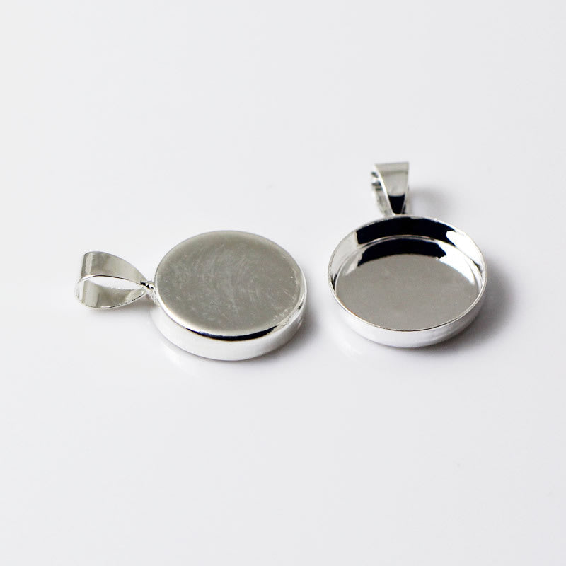 Round Simple Electroplating Time Stone Empty Pendant