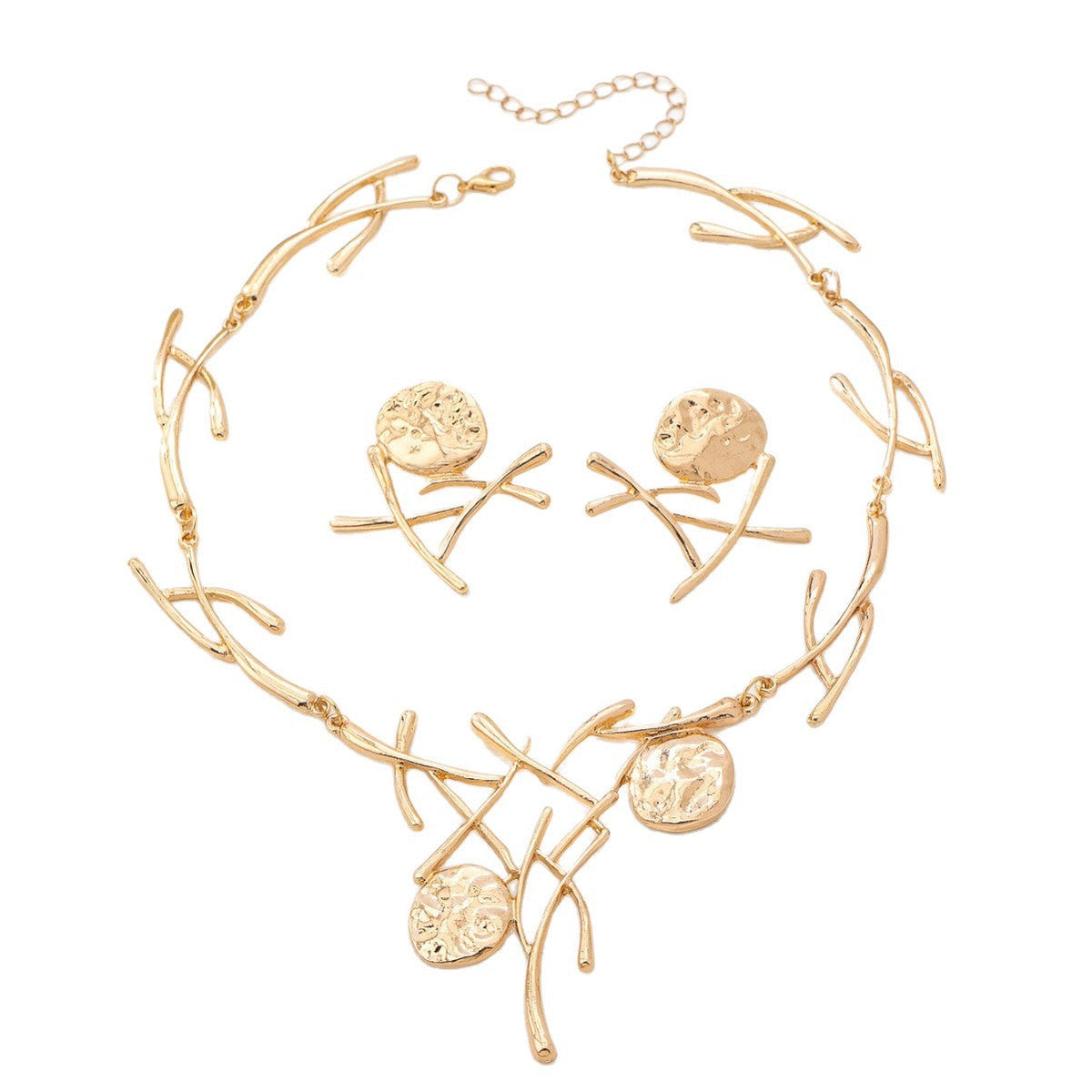 Branches Tendrils Metal Wafer Collision With Lines Lifting Wear Artistic Jewelry Set