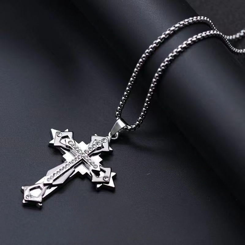 Boy's Trendy Diamond Cross Hip Hop Necklaces