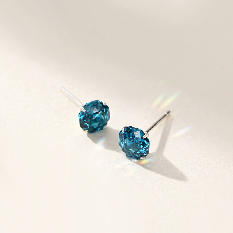 Women's Natural Glacier Paraiba Sterling Sier Ice Flower Rose Cut Ear Stud Earrings