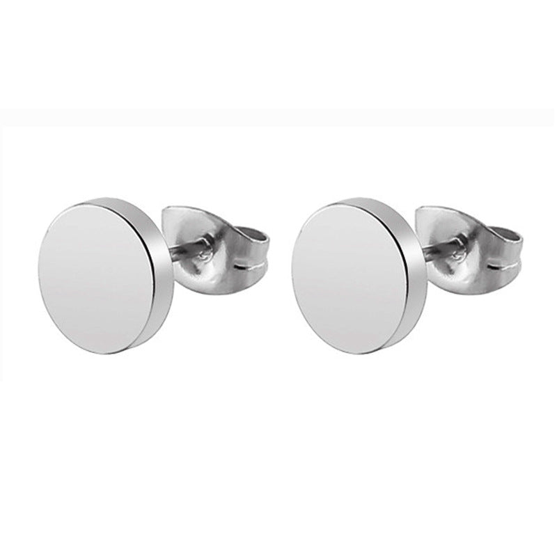 Steel Round Cake Butterfly Clasp Small Ear Titanium Earrings