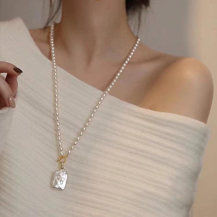 Women's Baroque Pearl Hand-woven Long Sweater Chain Necklaces