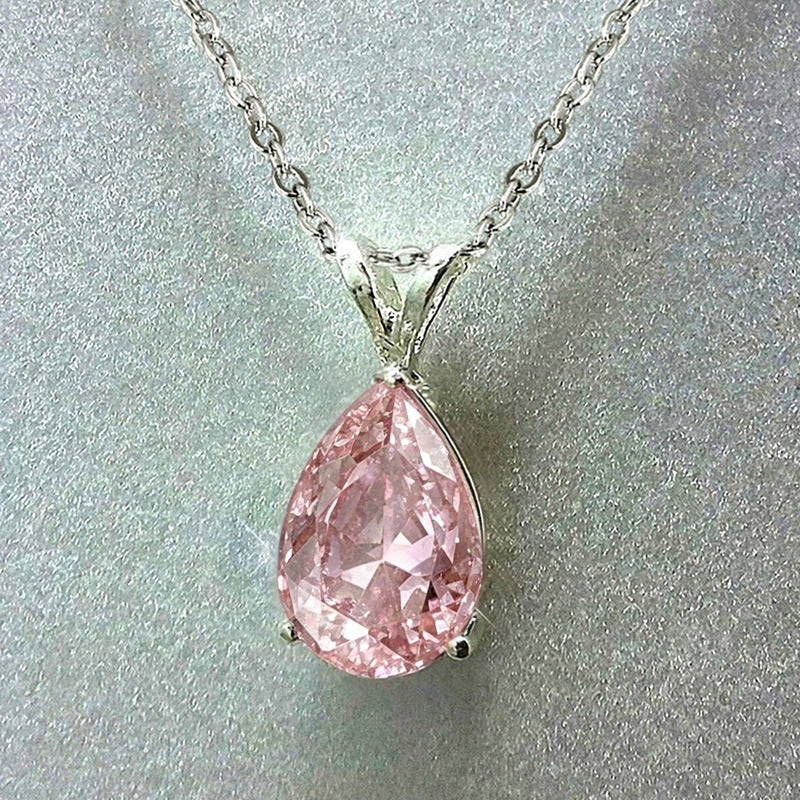 Women's Shi Fashion Diamond Water Drop Pear-shaped Zircon Simple Necklace