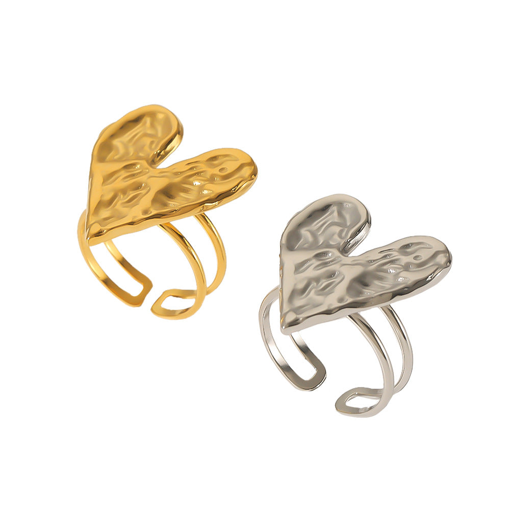 French Retro Light Luxury Design Gold Stainless Steel Lava Love Jewelry Set