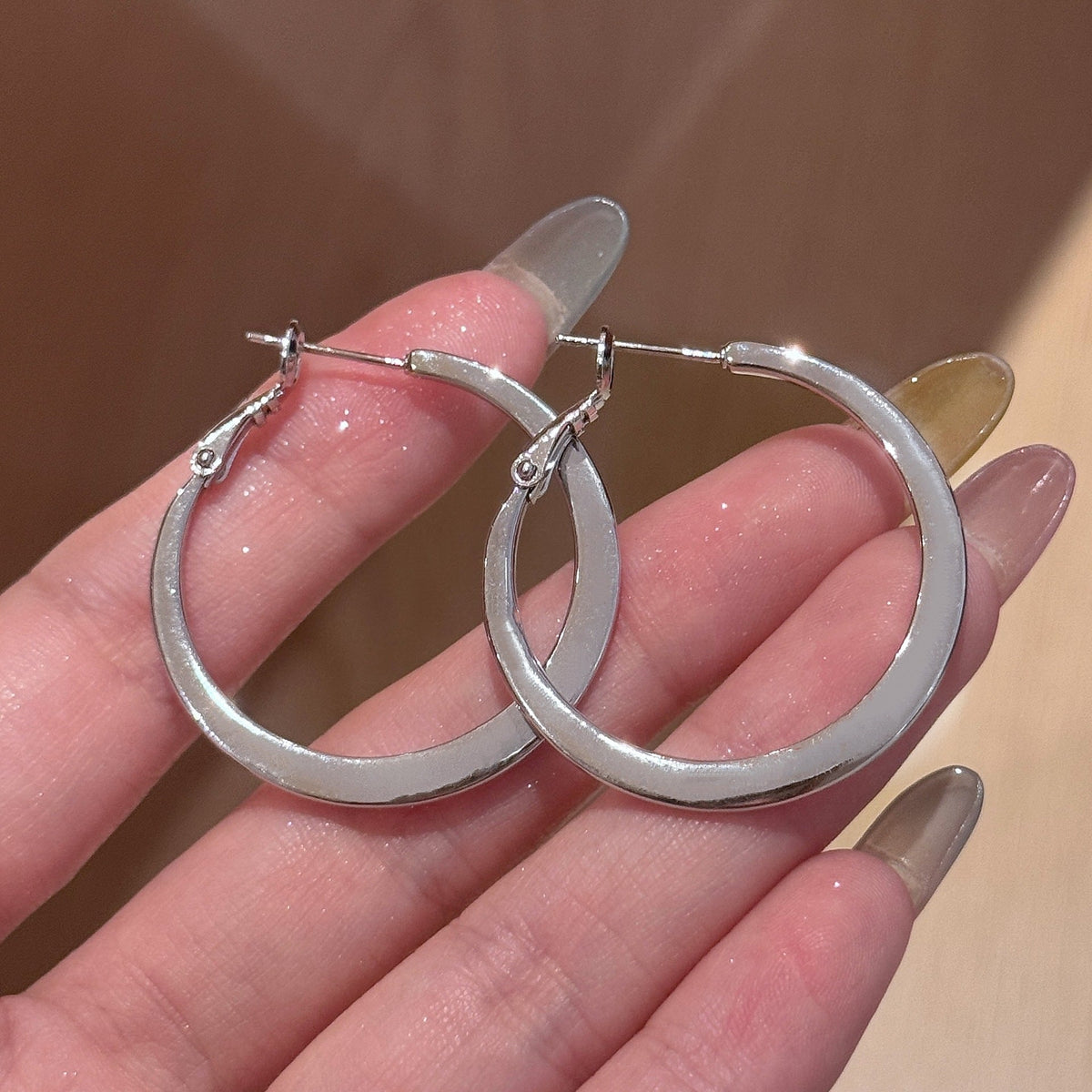 Trendy Elegant Circle Fashion Sier Cold Earrings
