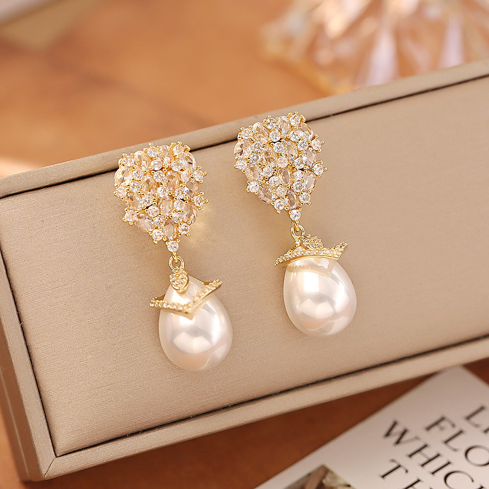 Water Drops Pearl Fashion High Sense Light Luxury Elegant Female Earrings