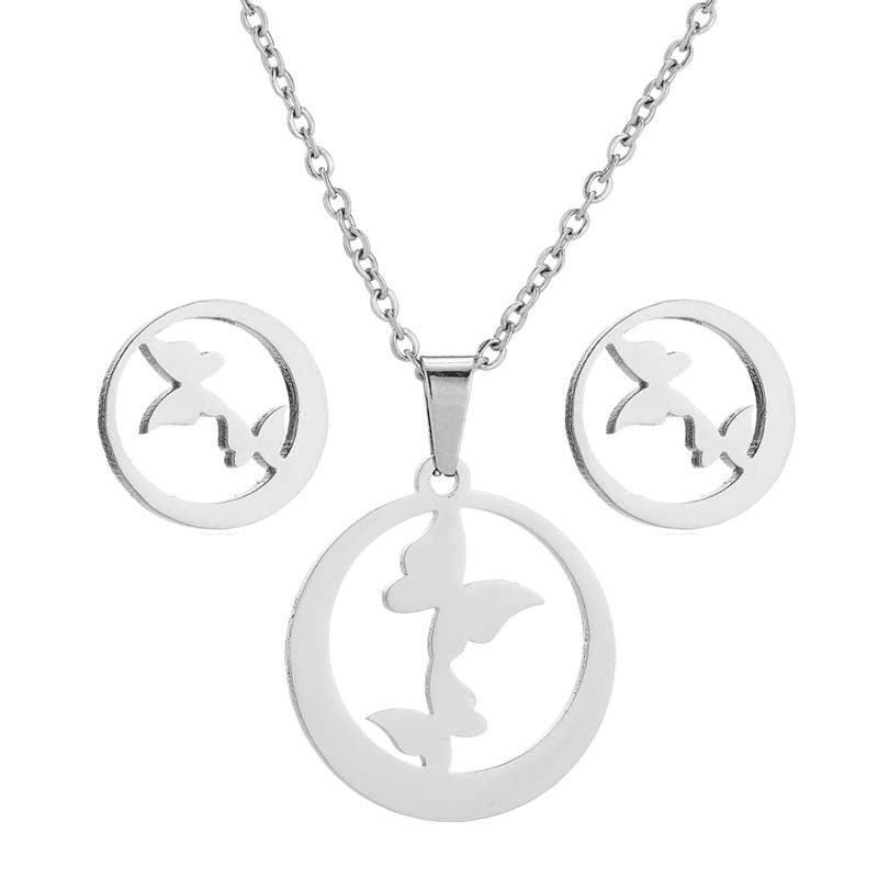 Rabbit Paper Crane Vintage Gold Plating Jewelry Set