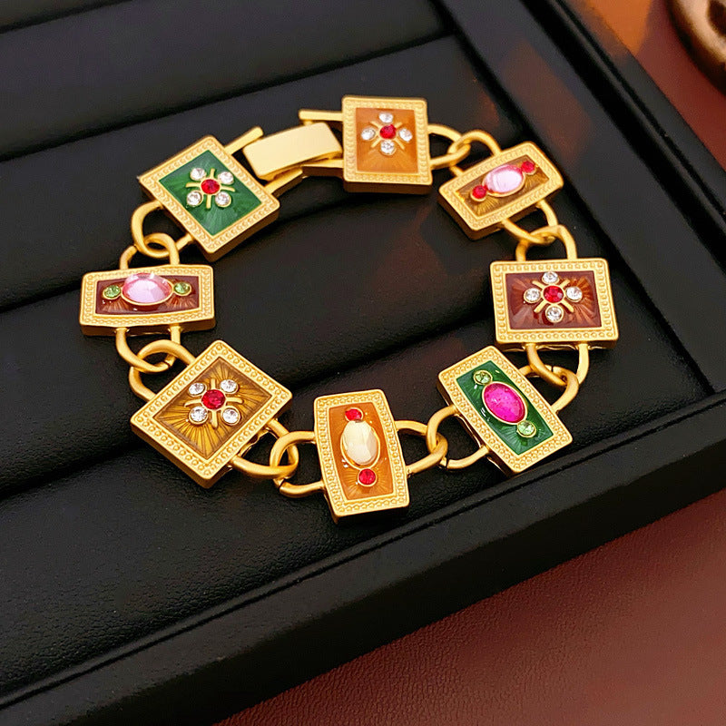 Sier Needle Flower Ear Retro Easy Matching Sweater Chain Exquisite Jewelry Set