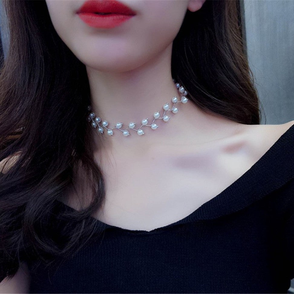 Women's Pearl Neck Band Simple Necklet Neckband Korean Necklaces