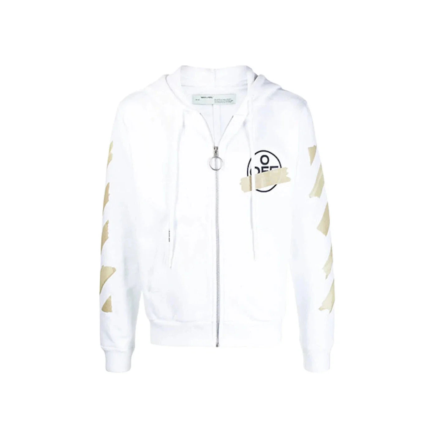 OFF-WHITE Tape Diag Arrows Zip Up Hoodie White