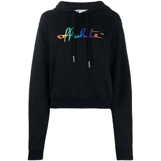 Off White Rainbow Logo Crop Hoodie